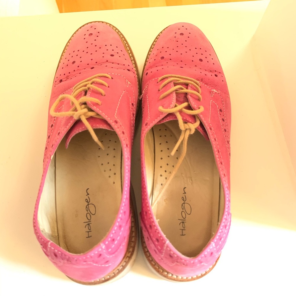 Halogen pink Nubuck oxford leather tie shoes